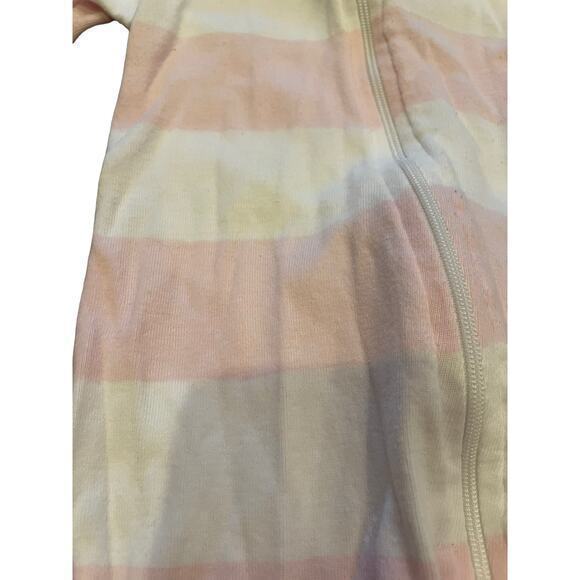 Burt's Bees Baby Pink & White Rugby Stripe Organic Cotton‎ Zip Sleeper - Blossom - Picture 3 of 7